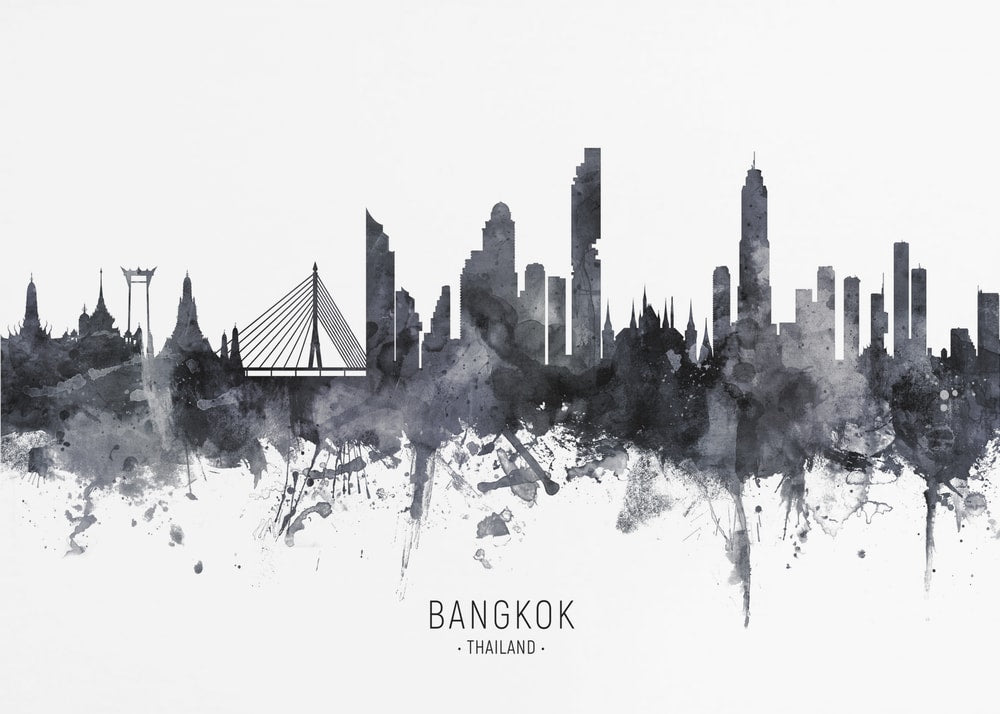 Bangkok Watercolor Skyline
