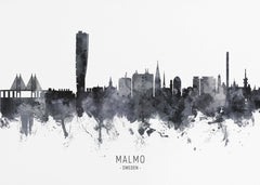 Malmo Skyline Watercolor