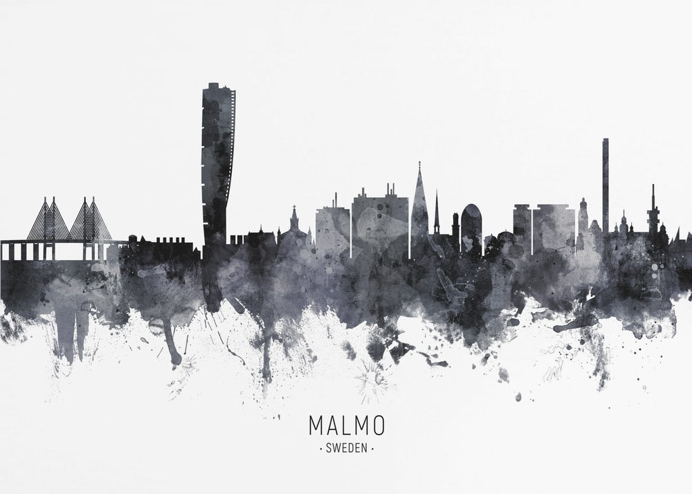 Malmo Skyline Watercolor