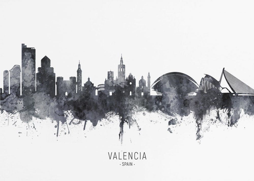 Watercolor Valencia Skyline