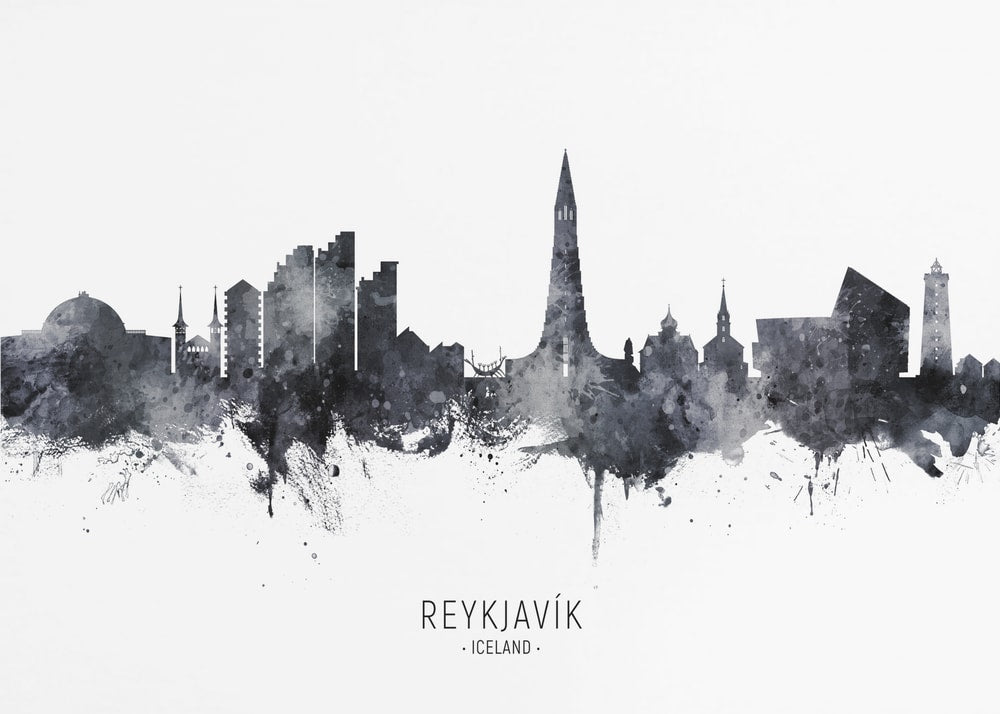 Reykjavik Skyline Watercolor