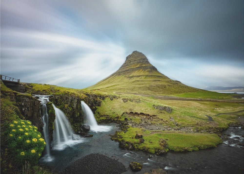 Waterfall and mountain