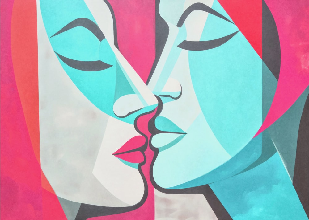 Vibrant Lovers Kiss