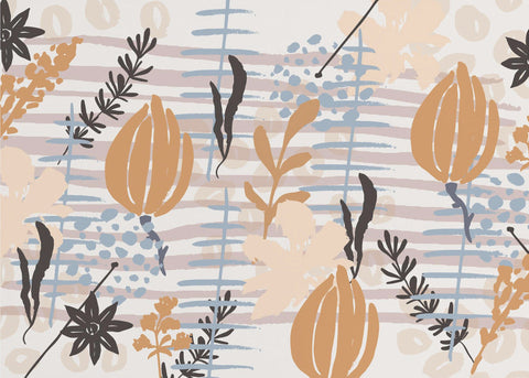 Scandia Flower - Skandinaviskt fototapet med botaniska blommor och mönster