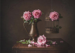 Blommor Vintage – Nostalgisk fototapet med rosor och vintage-charm – fototapet med unikt motiv som skapar en inspirerande ...