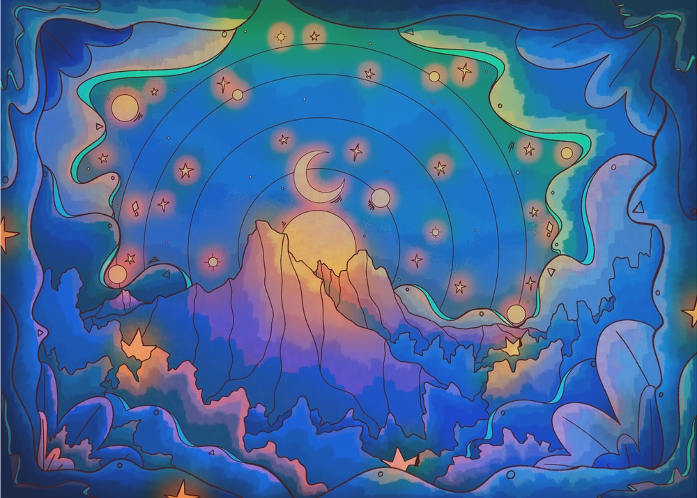 Magical Mountain Night Sky