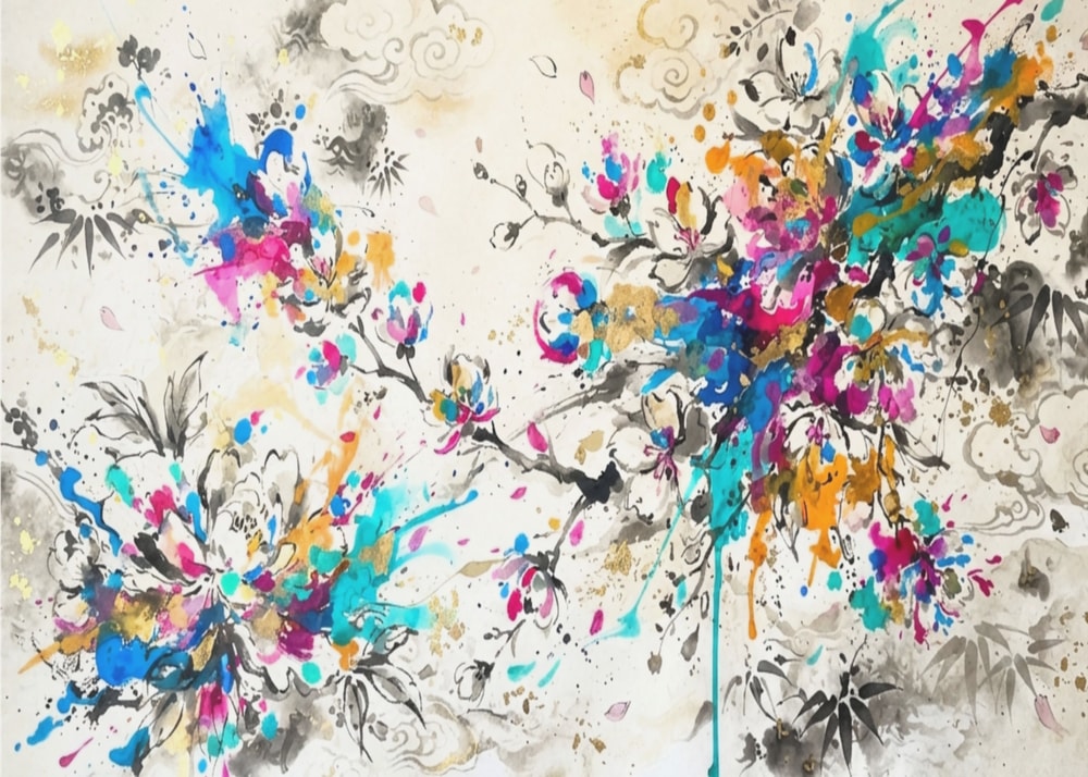 Vibrant Blossom Splatter
