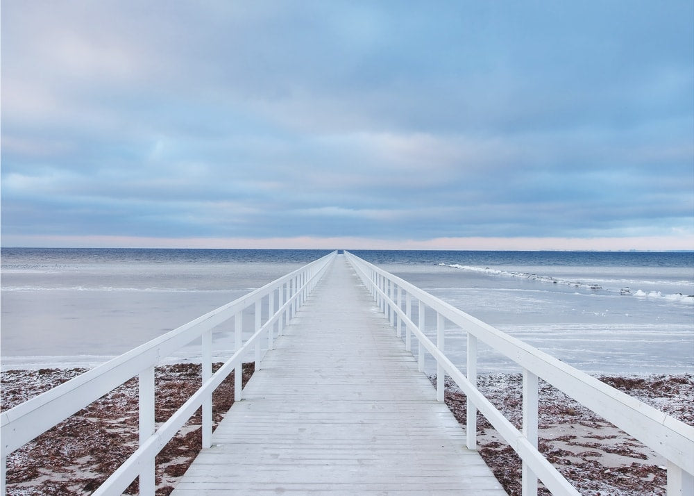 White Pier Winter Ocean
