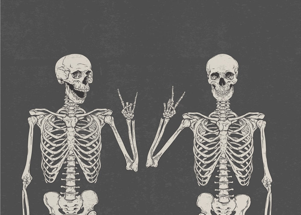 Skeletons Rock Peace Signs