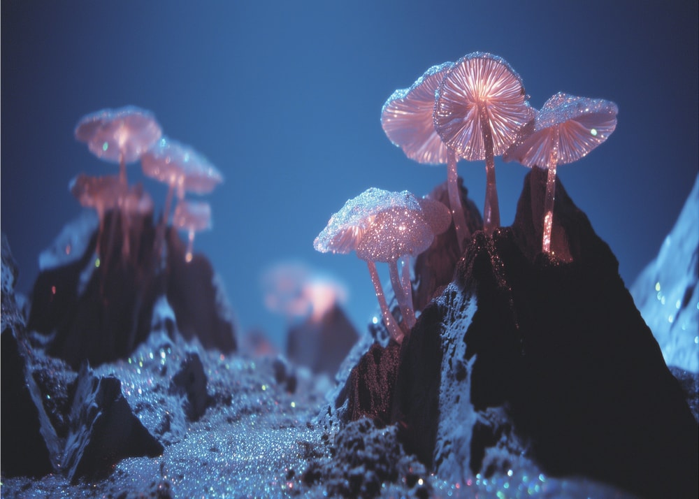 Glowing Glitter Mushrooms
