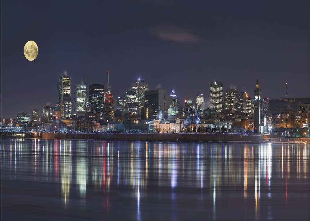 Moonlit City Reflections