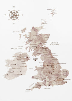 Kartor Taupe map of the United Kingdom – kvalitetsprodukt för ett vackrare och mer hållbart hem