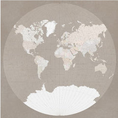 Kartor The world map in a circle muted brown – kvalitetsprodukt för ett vackrare och mer hållbart hem