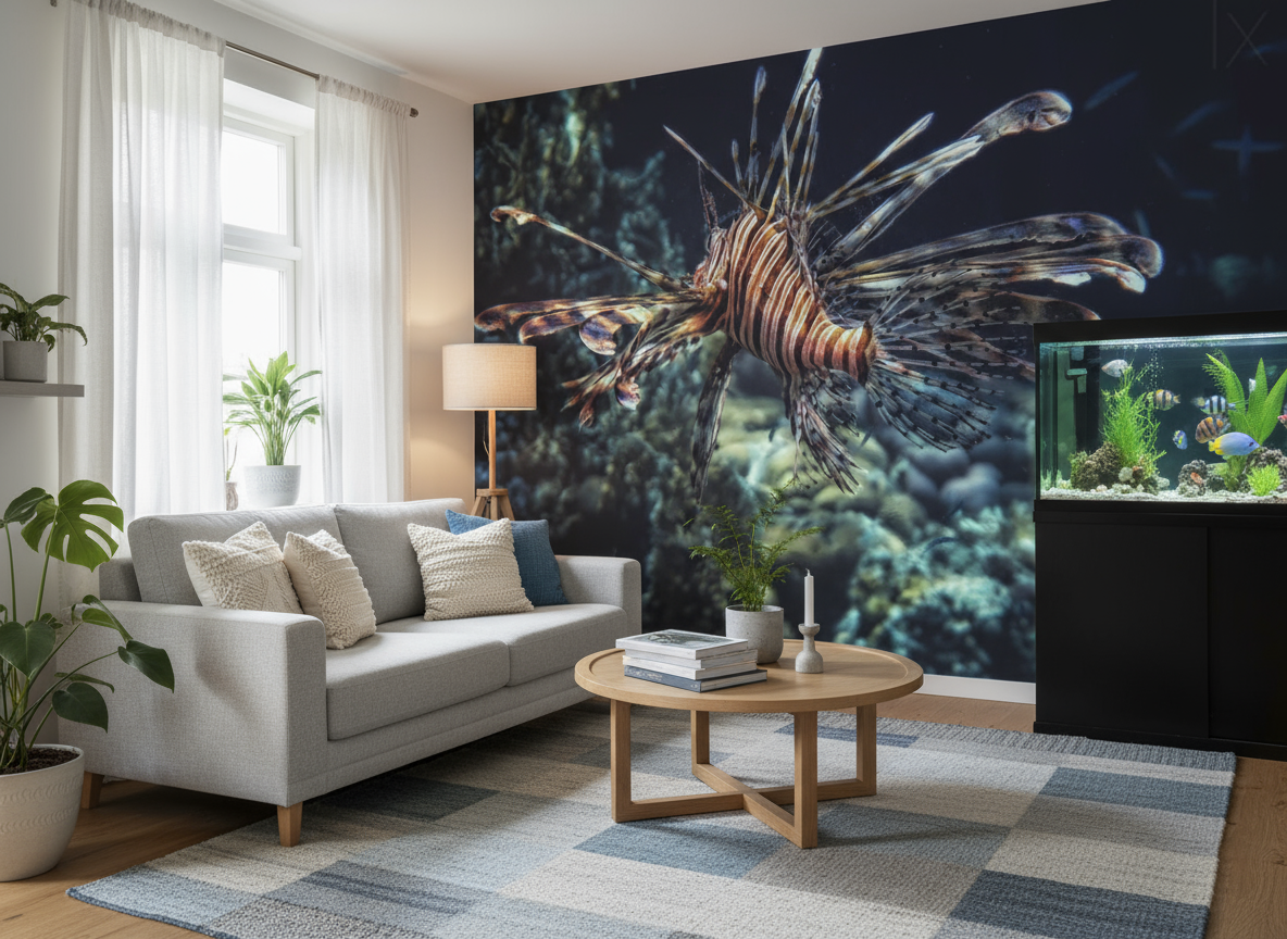 Red sea flower - Fototapet med lejonfisk i Röda havet