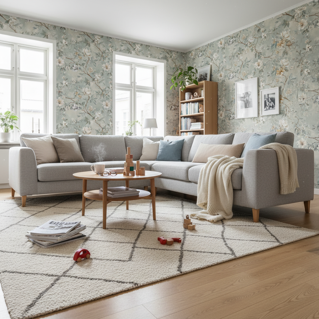 Asian Spring Hanami - Elegant tapet med körsbärsblommor i mjuka blå toner