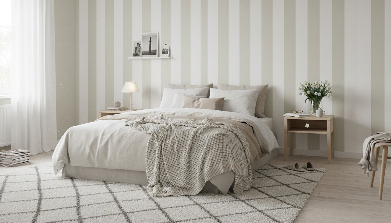 Big Stripes - Vit/Stockholmsvit - Klassisk randig tapet i vitt