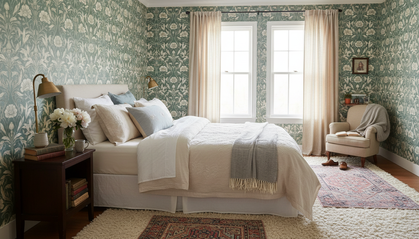 Isabelle - Grön - Klassisk tapet med damastmönster i gröna toner