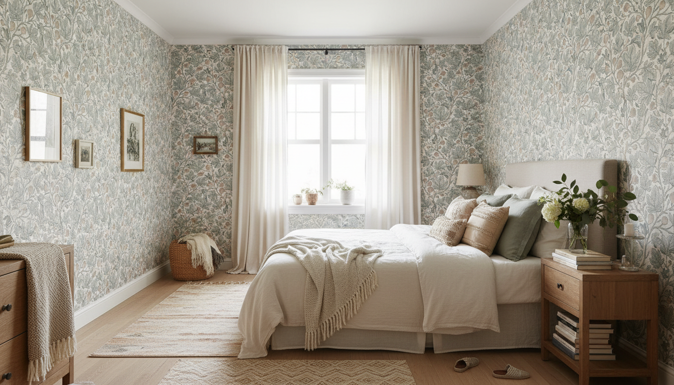 Fig Tree - Mild - Neutral tapet med fikonträd i mjuka toner