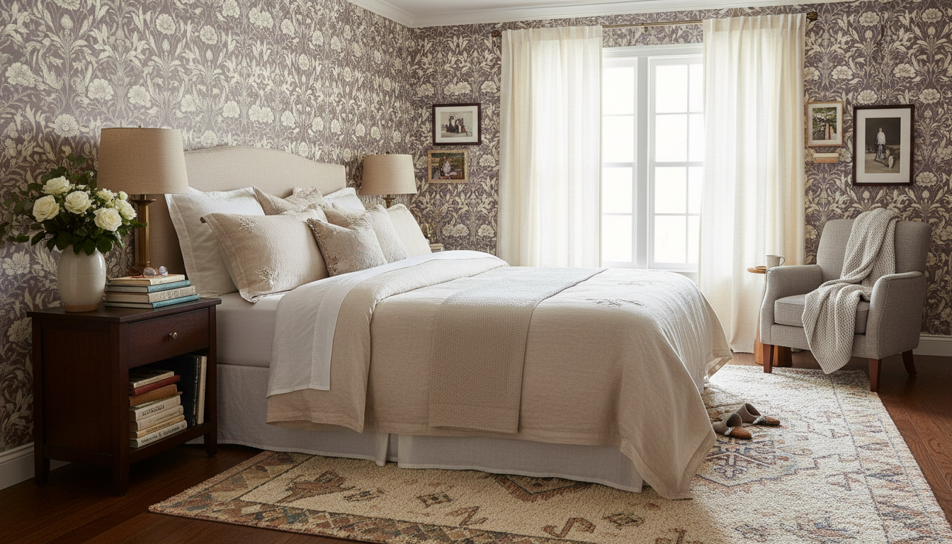 Isabelle - Röd - Klassisk tapet med damastmönster i röda toner