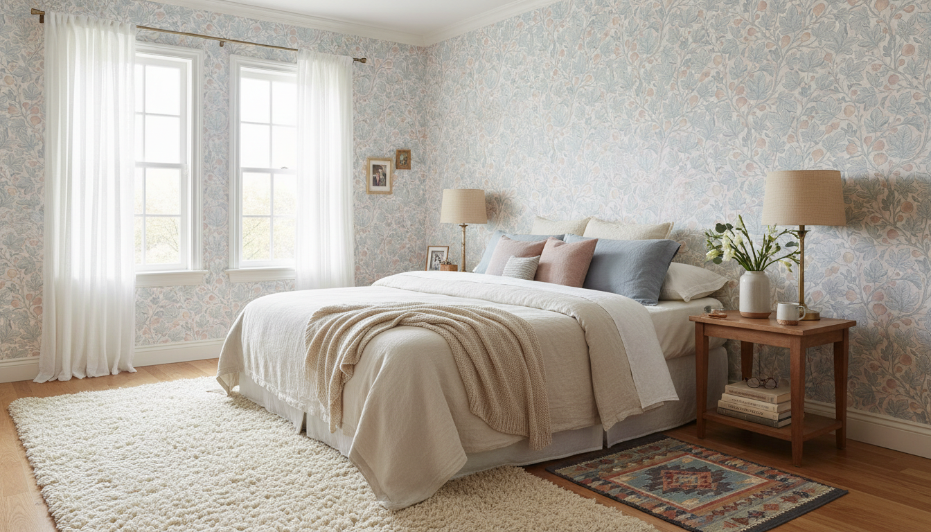 Fig Tree - Silver - Elegant tapet med fikonträd i silvertoner