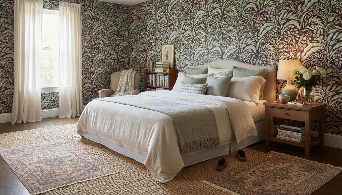 Growing Garden - Dark Colorway - Tapet med kvistar och blad i mörka toner