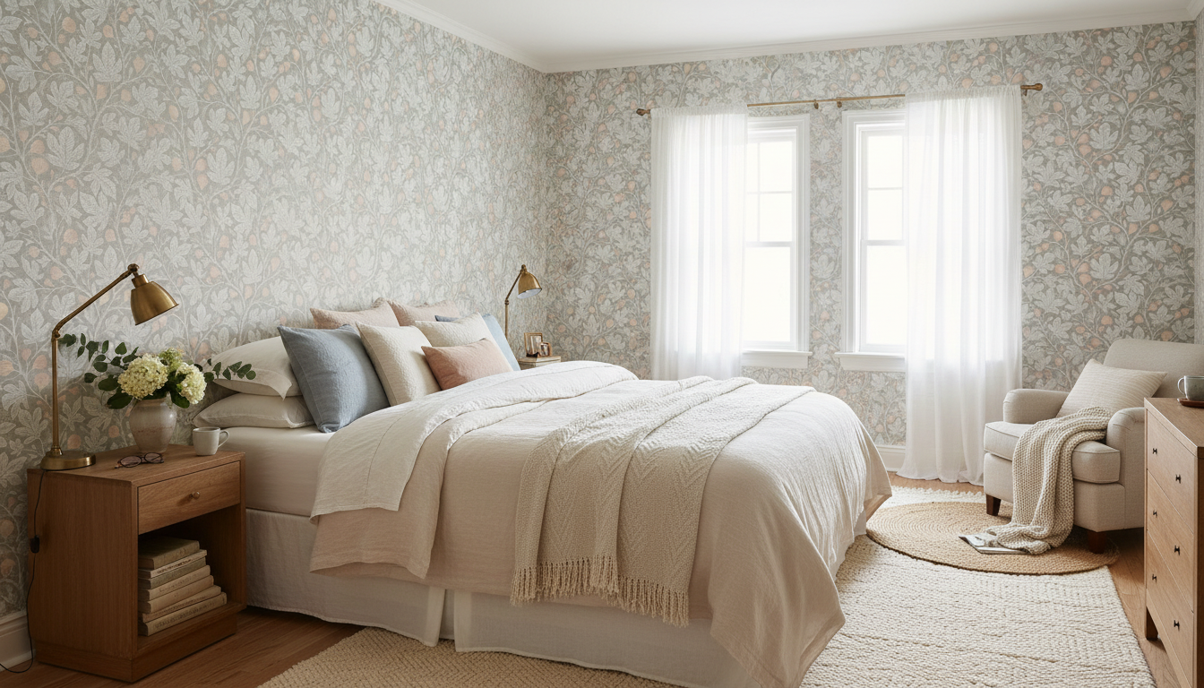 Fig Tree - Dim Green - Elegant tapet med fikonträd i gröna toner