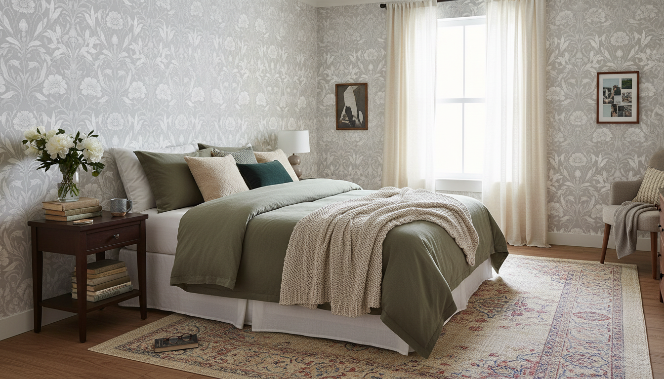 Isabelle - Grå - Klassisk tapet med damastmönster i grå toner