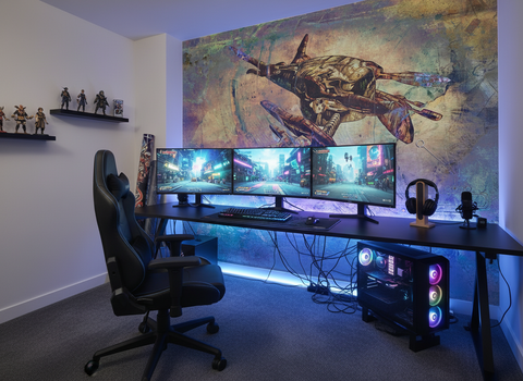 Space ship art - Futuristiskt fototapet med rymdskeppsmotiv