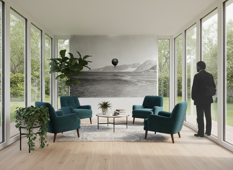 Andréexpeditionen - Örnen över havet - Historisk polarexpedition fototapet med dramatisk himmel