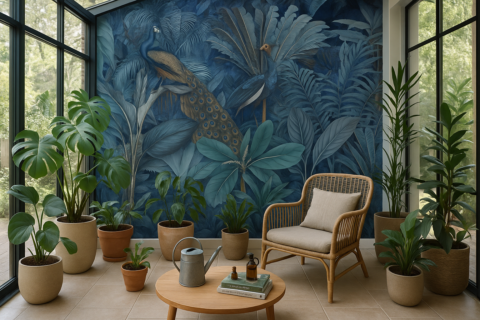 Jungle Birds Garden No4 – Exotisk fototapet med tropiska fåglar