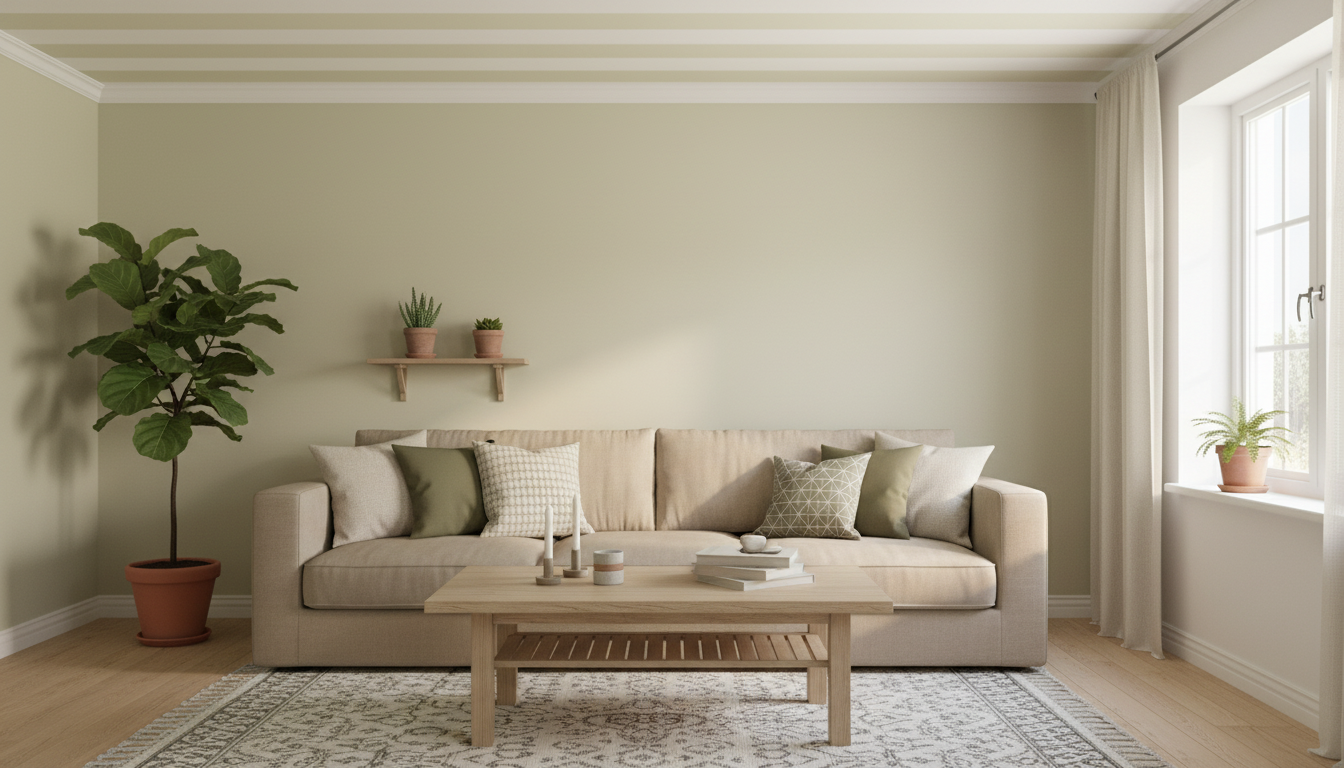 Big Stripes - Vit/Bomull - Klassisk randig tapet i vitt och beige