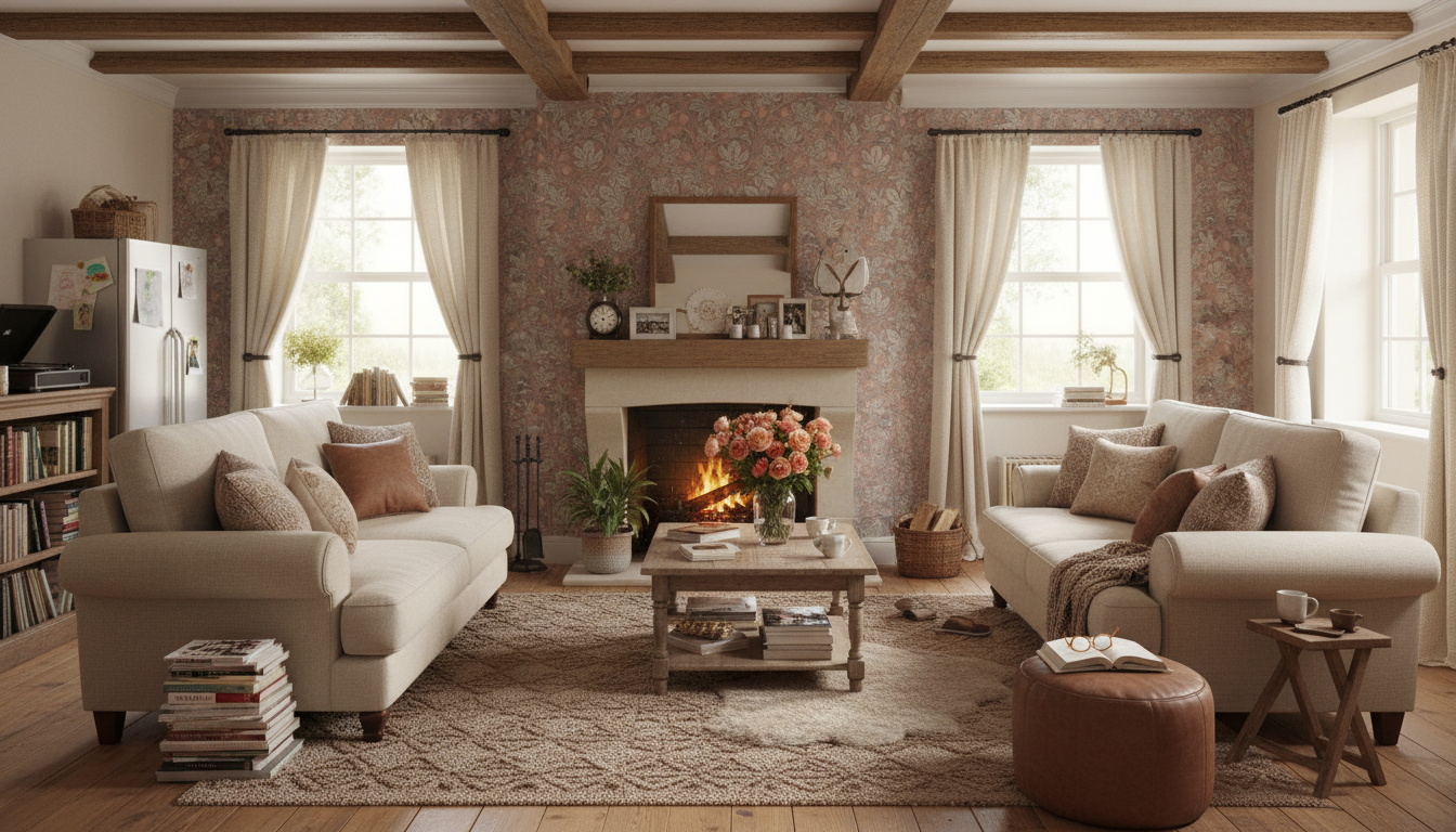 Fig Tree - Brown - Elegant botanisk tapet med handmålade fikonblad