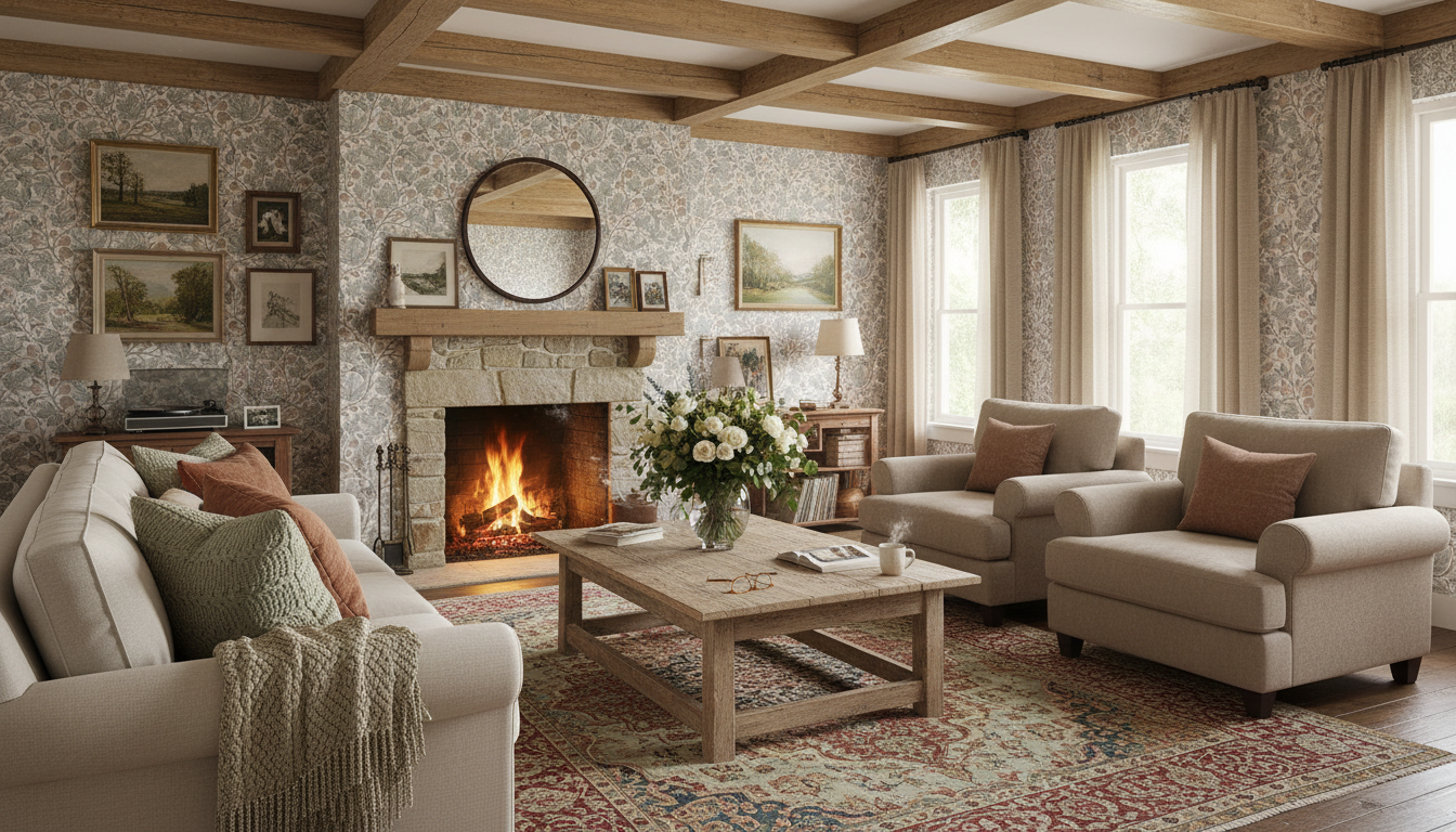 Fig Tree - Mild - Neutral tapet med fikonträd i mjuka toner