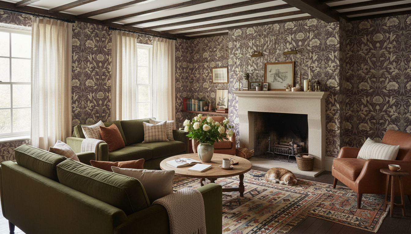 Isabelle - Röd - Klassisk tapet med damastmönster i röda toner