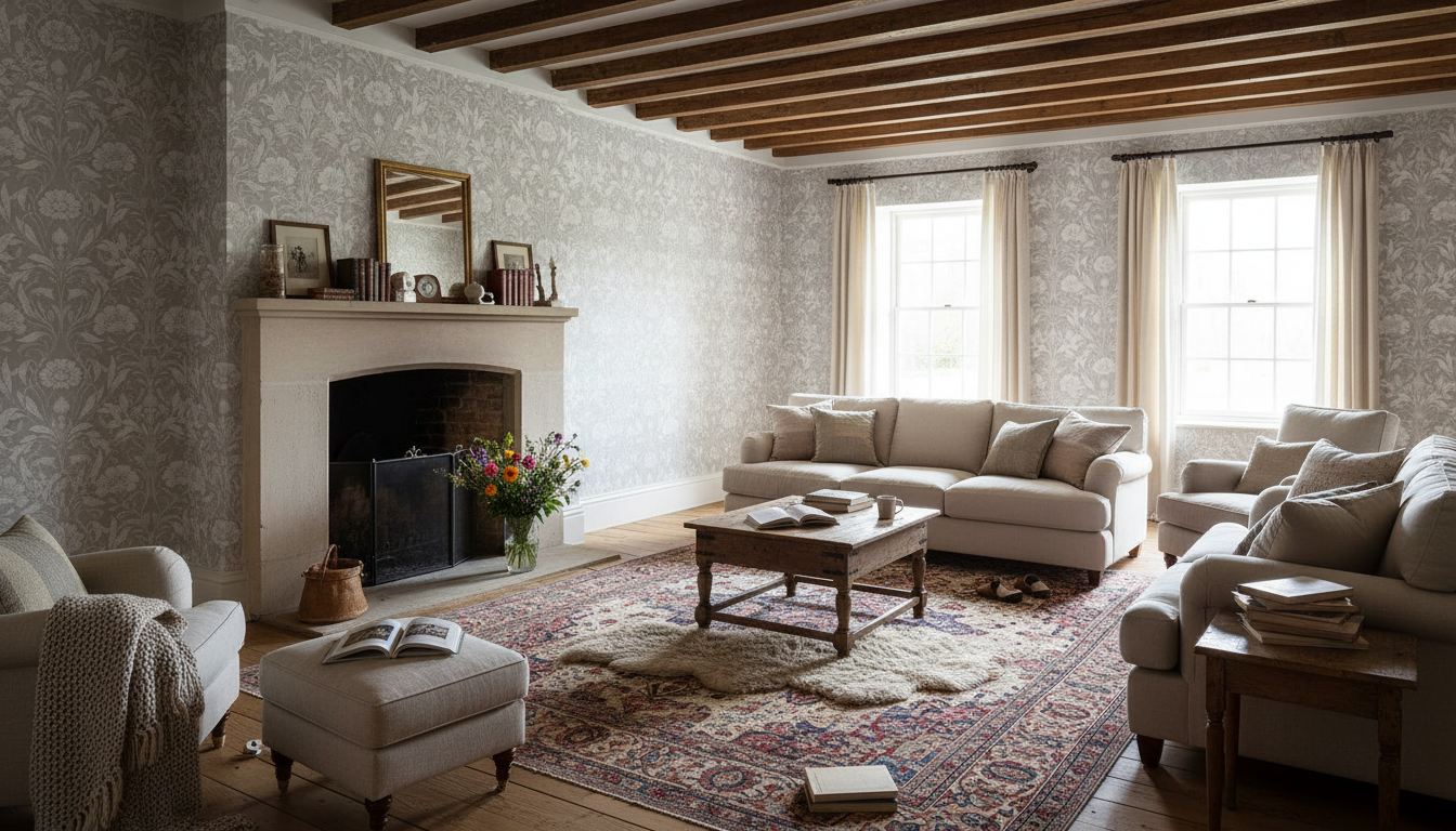 Isabelle - Grå - Klassisk tapet med damastmönster i grå toner