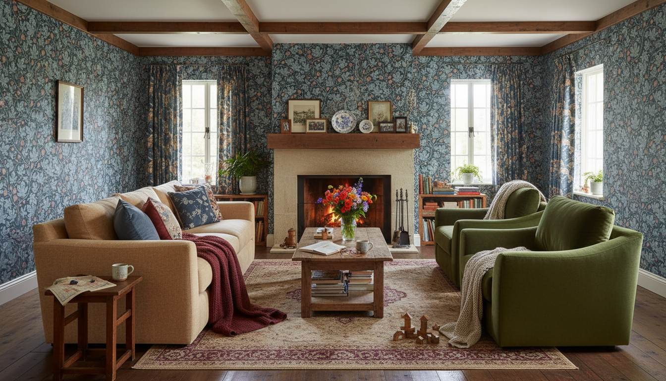 Fig Tree - Teal - Elegant tapet med fikonträd i blågrå toner