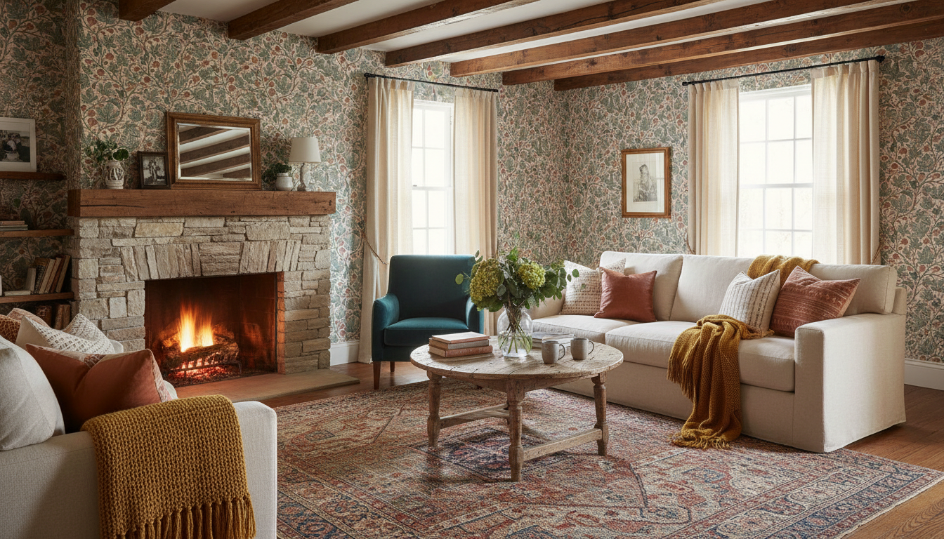 Fig Tree - Garden - Ljus tapet med fikonträd i gröna toner