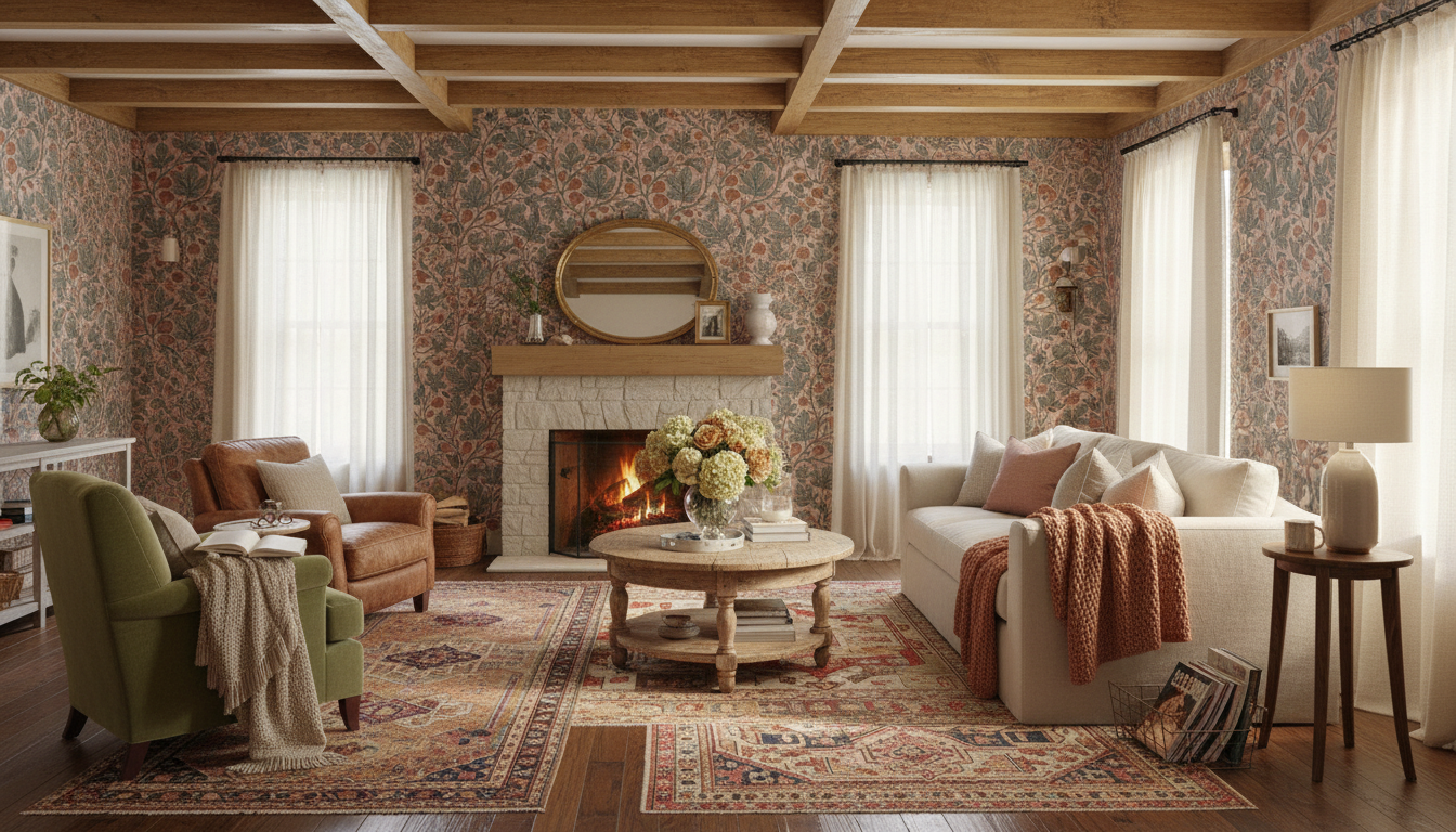 Fig Tree - Terra - Elegant botanisk tapet med handmålade fikonblad