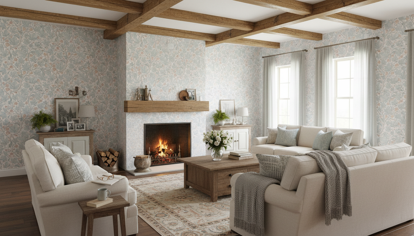 Fig Tree - Pastell - Ljus tapet med fikonträd i pastelltoner