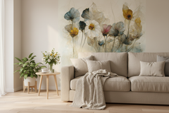 Konst Dry Flower Bouquet - Fototapet med akvarellmålad torkad blombukett – fototapet med unikt motiv som skapar en inspire...