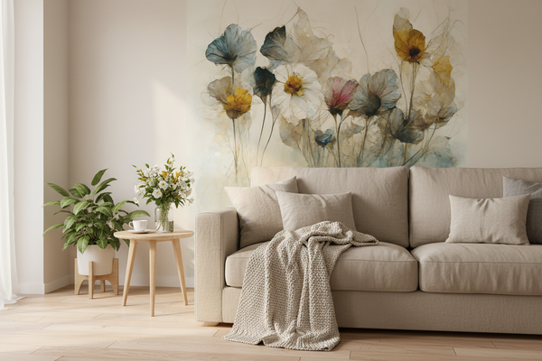 Dry Flower Bouquet - Fototapet med akvarellmålad torkad blombukett bild 6