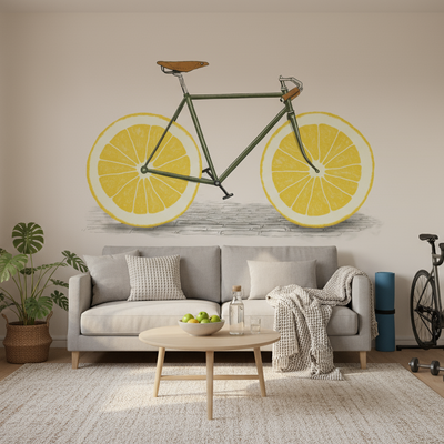 Zest - Photo wallpaper with bicycle and lemons in illustration rumsbild 3